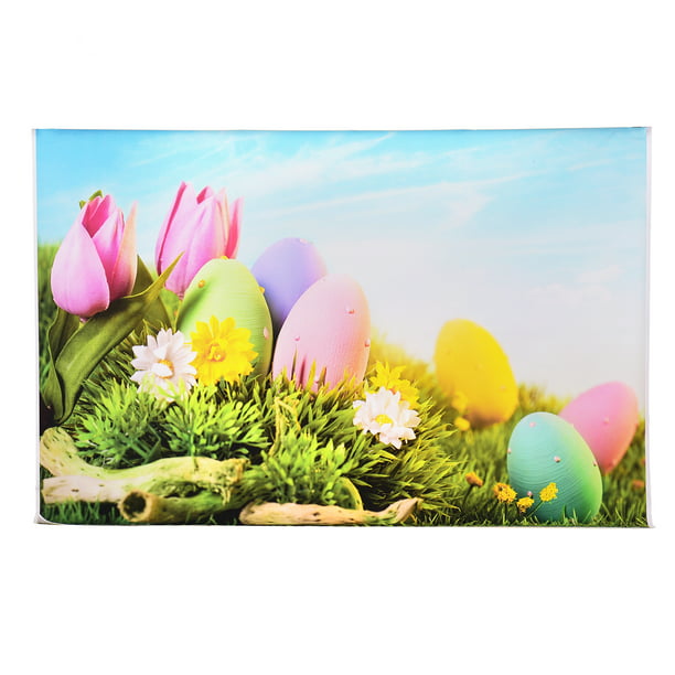 LB Spring Floral Easter Eggs Backdrops for Photography 8x8ft Vinyl Green Grass Blue Sky Background for Kids Children Adult Portraits Photo Shoot Studio Props 